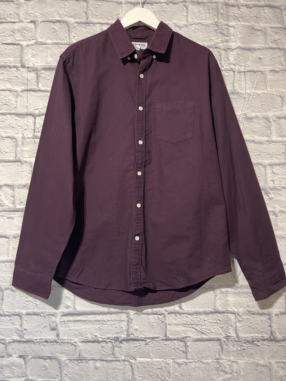 Express Men's Button-Down Shirt - Deep Plum